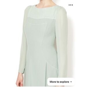 Antonio Melani Women's Sz 4 Light Green/Mint Knee Length Long Sheer Sleeve Dress